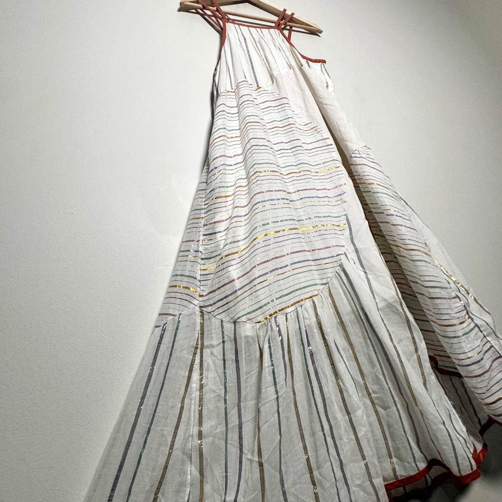 Anthropologie Akemi + Kin Sleeveless Asymmetrical Lined Cotton Maxi Dress Sz XS - Picture 5 of 12